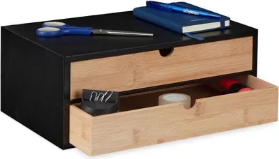 Obrázek produktu pro Zásuvkový box z bambusu a MDF 2 přihrádky