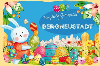 Image de vianmo Panneau en bois 12x18 cm Ostergrüße BERGNEUSTADT