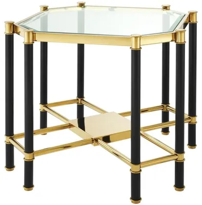Image de Casa Padrino Table d'appoint de luxe avec plateau en verre or / noir 72,5 x 72,5 x H. 55,5 cm - Meubles de salon
