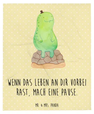 Produktbild von Mr. & Mrs. Panda Plüschdecke Schildkröte Pause - Gelb Pastell - Geschenk, Bettdecke, Entspannen, Kuschelige Decke, Achtsamkeit, Kunstfelldecke, Flauschige Kuscheldecke