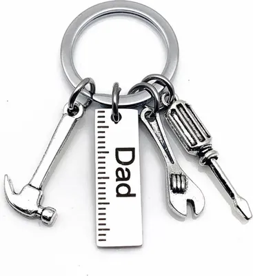 Productafbeelding van CHPN – Sleutelhanger – Papa – Papa – Sleutelhanger voor Vaderdag – Cadeau voor vader – Liniaal – Baco – Schroevendraaier – Bedels – Sleutelhanger met bedels – Meetlint