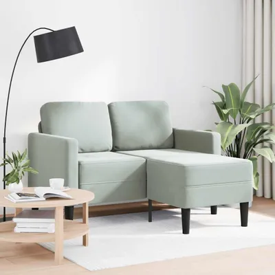 Obrázok produktu pre vidaXL 2-miestna pohovka s lehátkom v tvare L svetlosivá 125 cm zamat