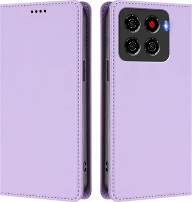 Produktbild von Handyhülle für ZTE Blade A56, Kunstleder Klapphülle Stoßfeste Magnetische Hülle mit Ständer Violett
