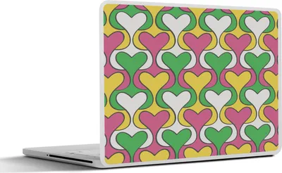 Produktbild von MuchoWow® Laptop Aufkleber Sticker Cover Herz - Retro - Muster 30x21 cm - Sticker für Laptop - Selbstklebend
