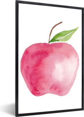 Produktbild von MuchoWow® Gerahmtes Poster Apfel - Farbe - Weiß 60x90 cm - Poster mit Schwarzem Bilderrahmen Wandposter Rahmen Foto Bilder - Kunst
