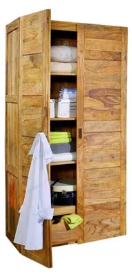 Produktbild von MASSIVMOEBEL24.DE Kleiderschrank Sheesham 96x61x200 braun geölt NATURE BROWN #501