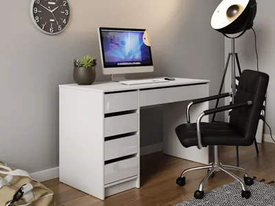 Obrázek produktu pro PC stolek CONALL - bílá + bílý lesk