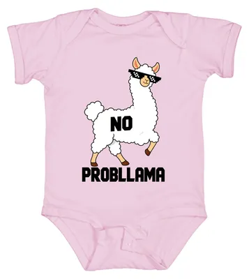Productafbeelding van No Problama Lama zonnebril, grappige alpaca meme, pixelbril, leuk babyrompertje, roze, maat 3/6