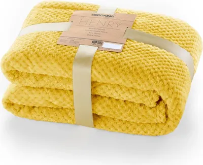 Zdjęcie produktu dla Koc DecoKing HENRY 70x150 musztardowy żakardowy