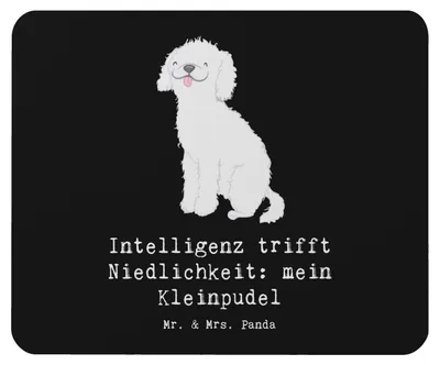 Produktbild von Mr. & Mrs. Panda Mouse Pad Niedlicher Kleinpudel - Schwarz - Geschenk, Mousepad, Hunderassen Eigenschaften, treuer Begleiter, mauspad pc, aktiver Hund, Hunderasse, Hunde