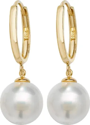 Produktbild von Klassische 9 Karat (375) Gold Süßwasser-Zuchtperle Damen - Paar Ohrringe - 27mm*9mm; TRS26409