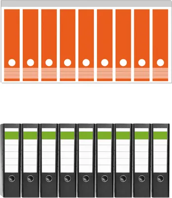 Produktbild von Wallario 9 Stück breite Ordner inkl. Klebeetiketten mit Motive Orange -  Set mit Rückenschildern / Ordnerrücken Stickern