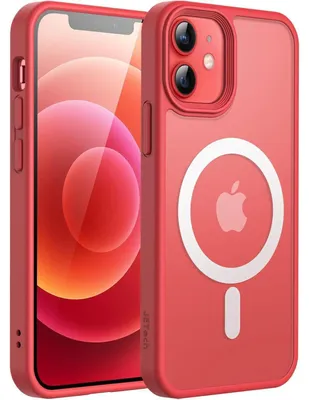 Image de Coque magnétique pour iPhone 12/12 Pro (6,1 pouces), compatible MagSafe, transparente et mate, de couleur rouge