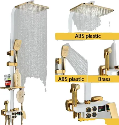 Produktbild von Badezimmer-Duschset, thermostatische Steuerung, langlebige Messingoberfläche, BJ Heißes Gold