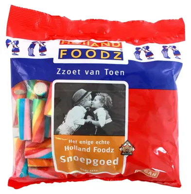 Produktbild von Holland Foodz Regenboogstokjes 500g – bunte, süße Fruchtgummi-Sticks, ideal als Snack