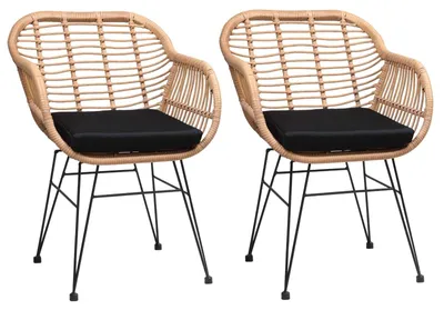 Produktbild von Gartenstuhl Loungesessel Polyrattan - Beige und Schwarz - 2 Stück - Für Terrasse und Balkon