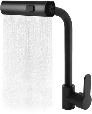 Produktbild von Schwarze Küchenmischbatterie, 360° drehbar, 3 Strahlarten