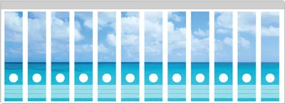 Produktbild von Wallario Ordnerrücken Sticker, selbstklebend für breite Ordner, 12 Stück, Motiv Sandstrand und blaues Meer
