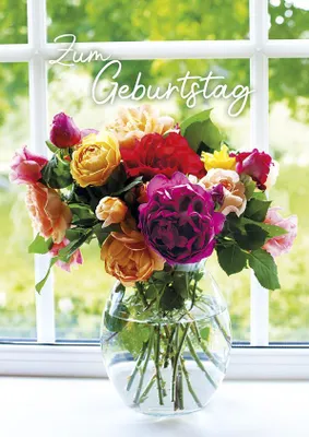Produktbild von Geburtstag große A4 XXL Karte mit Umschlag Zum Geburtstag Blumen Rosen