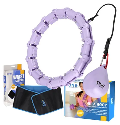 Zdjęcie produktu dla Zestaw hula-hoop do masażu ONE Fitness OHA02 z obciążnikami i pasem wyszczuplającym BR160 fioletowy