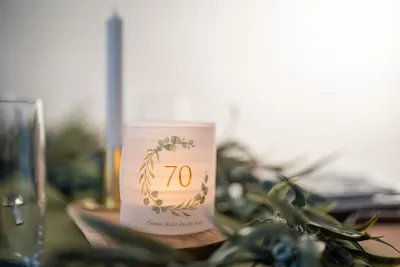 Produktbild von Windlicht Banderole für Kerzengläser Design Schön, dass du da bist 70 - 12 Stück