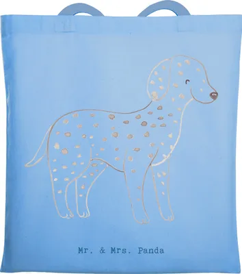 Produktbild von Mr. & Mrs. Panda Tote Bag Dalmatiner Moment - Sky Blue - Geschenk, Laptoptasche, Jutetasche, canvas tasche, Uni, Dalmatinac