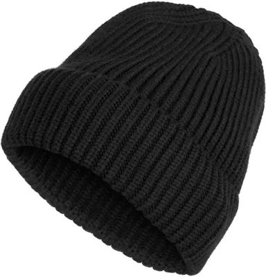 Produktbild von styleBREAKER Damen Feinstrick Beanie Breite Krempe Woll Mix, Schwarz