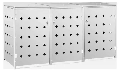 Produktbild von Mülltonnenbox aus Edelstahl für 3 Tonnen à 240L, Müllcontainerverkleidung, 69 x 77,5 x 115 cm (B x T x H)