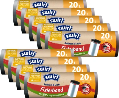 Produktbild von 9x Swirl Fixierband Müllbeutel 20L ( 15 stk./Rolle )