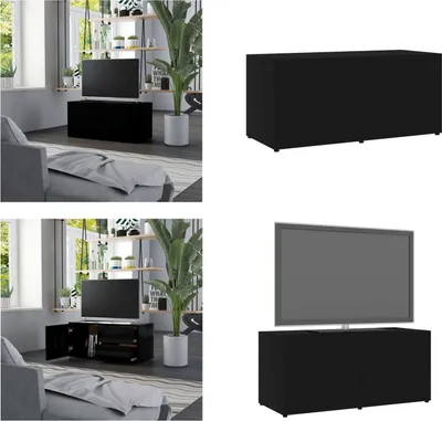 Image de vidaXL Armoire TV Noir 80x34x36 cm Bois composite - Armoire TV - Meuble TV - Sideboard