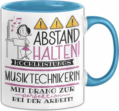 Produktbild von Musiktechnikerin Tasse Geschenk Lustig Abstand Halten Hochleistungs-Musiktechnikerin Mit Drang Zur Perfektion Bei Der Arbeit (Blau)