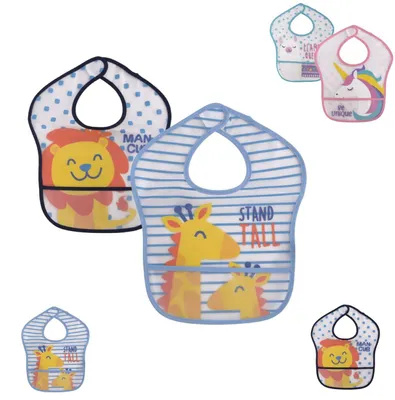 Zdjęcie produktu dla Zestaw 2 liniakw dla niemowlt Baby Care, z kieszonk, samozaciskowe, wodoodporne, niebieskie