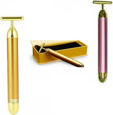 Produktbild von 2 Stück  gold +rosa Schön Gesicht Roller Gesichtspflege Vibration Hautpflege Massagegerät Entspannen