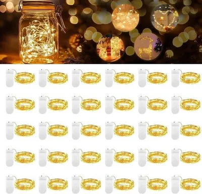 Produktbild von Mini LED-Lichterkette - Kleine, flexibele, silberne Dekolichterkette - 30 Stück - Warm Weiß