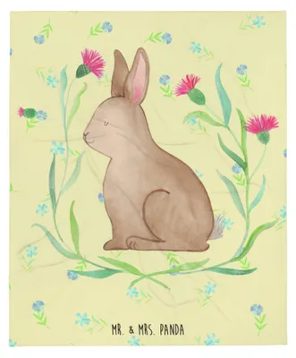 Produktbild von Mr. & Mrs. Panda Kuscheldecke Hase Sitzen - Blumig - Geschenk, Ostern, Kaninchen, Osterhase, Winterdecke, Decke, Schlafdecke, Frohe, Bettdecke, Plaid, Ostergrüße