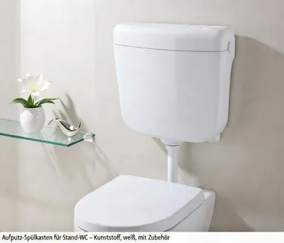 Produktbild von Aufputz Spülkasten AP Spülkasten Aufputzspülkasten für Stand-WC Toilette weiss Bad Wasserspülkasten Start/Stop Toilettenspülung