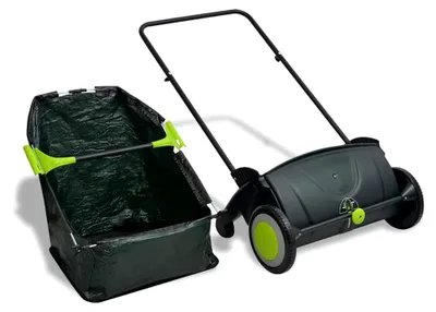 Produktbild von Gartenreiniger: Rasenkehrer in Schwarz/Grün mit 103L Sammelbeutel und 55cm Arbeitsbreite
