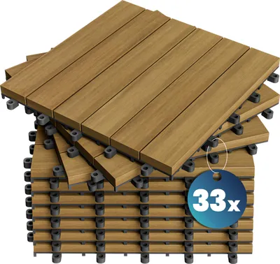Produktbild von CASARIA® Holzfliesen FSC®-zertifiziertes Eukalyptusholz 3m² Fliese 30x30cm Klicksystem zuschneidbar Terrassenfliese Außen