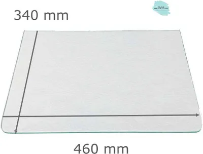 Produktbild von Kühlschrank Einlegeboden - Strukturglas Kathedral 4 mm - 2 abgerundete Ecken - 460 mm x 340 mm - (89,96 EUR / qm - Mindestbfl. 0,25 qm - Kantenb 5,35 EUR / lfm. - Eckenb. 1,00 EUR / Stck.)