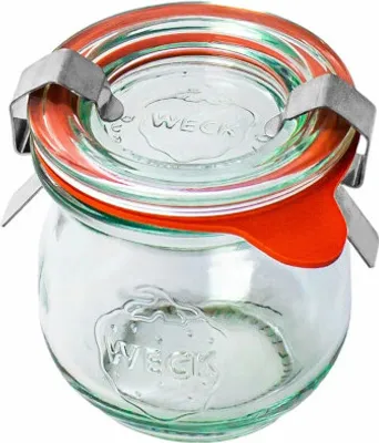 Produktbild von WECK TULIP Glas mit Deckel, Siegel und 2 Verschlüssen 75 ml 12 Stück