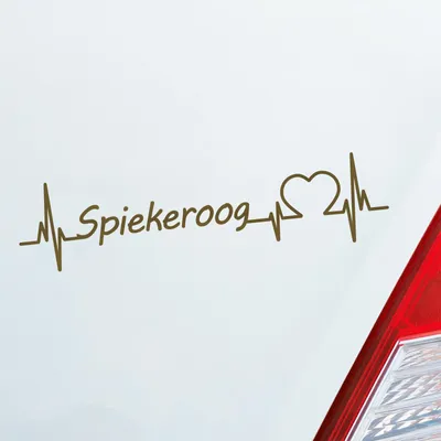 Produktbild von Auto Aufkleber Spiekeroog Herz Puls Insel Island Nordsee Liebe Love 19x5 cm Gold Sticker Heckscheibenaufkleber
