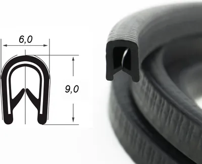 Produktbild von KS1-2S-EPDM-EN45545 Kantenschutzprofil Schwarz Klemmbereich 1-2 mm Maße 9x6 mm gemäß Brandschutznorm
