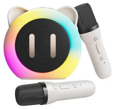 Image de Machine de karaoké pour enfants - Deux microphones sans fil - Bluetooth - Effets de voix et lumières