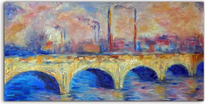 Produktbild von Coloray Acrylbild 140x70  Wandbild Acrylbilder Gemälde im London Bridge Monet Stil