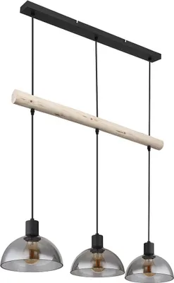 Produktbild von Hängeleuchte, Schwarz, Glas rauchfarben, 3-Flammig, L 80 cm