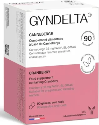 Image de Complément alimentaire pour le soutien des voies urinaires Gyndelta Canneberge , 90 gélules