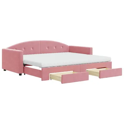 Productafbeelding van Uitklapbaar dagbed met lades, roze, 90x200 cm, fluweel