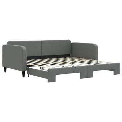 Image de vidaXL Lit de jour extensible gris foncé 100x200 cm Tissu