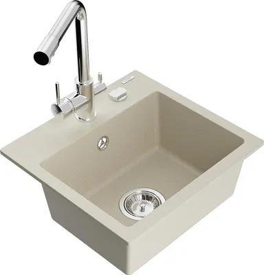 Immagine prodotto di Mexen Milo lavello in granito 1-vasca con rubinetto da cucina Duero, beige - 6505-69-671600-00