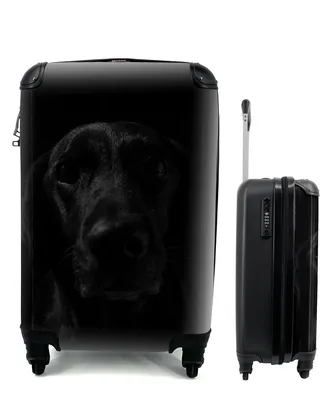 Produktbild von MuchoWow® Koffer Handgepäck Trolley Rollkoffer Kleine Reisekoffer mit 4 Rollen - Hund - Haustier - Schwarz - Cabin Size < 55x40x23 cm & 55x40x20 cm - Fotokoffer - Kabinenkoffer - Boardgepäck - Reise-Box - Reisekoffer - Reisegepäck - Koffer mit Bild - Trolley für Kinder